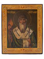 ANTIQUE RUSSIAN ORTHODOX SAINT SPYRIDON ICON