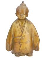 JAPANESE SHOWA GILT BRASS FIGURE OF A YOUNG MONK