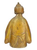 JAPANESE SHOWA GILT BRASS FIGURE OF A YOUNG MONK