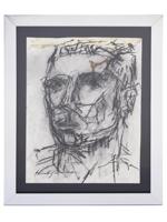 ATTR TO ALBERTO GIACOMETTI STUDY CHARCOAL PAINTING