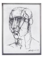 ATTR TO ALBERTO GIACOMETTI STUDY CHARCOAL PAINTING