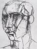 ATTR TO ALBERTO GIACOMETTI STUDY CHARCOAL PAINTING PIC-2