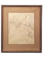 ATTRIBUTED TO RENOIR FRENCH SKETCH PENCIL PAINTING