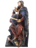 ANTIQUE WOOD SCULPTURE CORONATION OF VIRGIN MARY