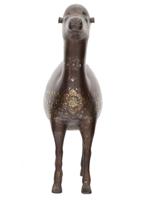 MIDDLE EASTERN CAMEL FIGURE WITH GOLD AND SILVER INLAY