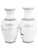 CHINESE REPUBLIC PERIOD HAND PAINTED PORCELAIN VASES