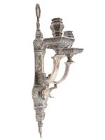 PAIR OF ANTIQUE CALDWELL SILVERED TWO ARM WALL SCONCES