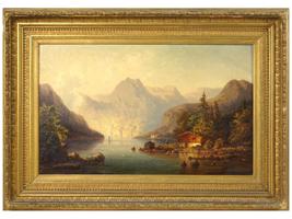 ANTIQUE FRENCH LANDSCAPE PAINTING BY LA MOTTE