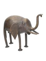 VINTAGE PRIMITIVE BRONZE SCULPTURE OF AN ELEPHANT