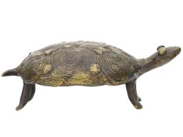 VINTAGE PRIMITIVE GILT BRONZE TORTOISE PAPERWEIGHT