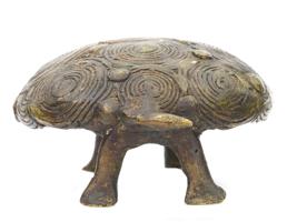 VINTAGE PRIMITIVE GILT BRONZE TORTOISE PAPERWEIGHT