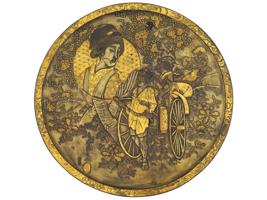 VINTAGE ROUND JAPANESE FEMALE PORTRAIT WALL PLAQUE