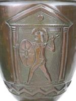 VINTAGE BRONZE GREEK VOLUTE KRATER WITH ARMED SOLDIERS