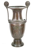 VINTAGE BRONZE GREEK VOLUTE KRATER WITH ARMED SOLDIERS