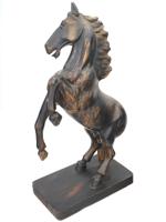 VINTAGE WOOD CARVED STATUE OF A HORSE ON ITS BACK FEET