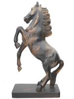 VINTAGE WOOD CARVED STATUE OF A HORSE ON ITS BACK FEET