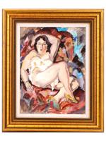 GERMAN FEMALE NUDE PORTRAIT OIL PAINTING BY EMIL GANSO