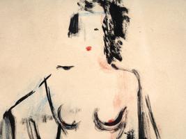 RUSSIAN FEMALE NUDE PAINTING BY VLADIMIR LEBEDEV