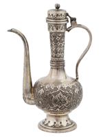 ANTIQUE PERSIAN SILVER DECORATED PRESENTATION EWER JUG