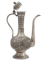 ANTIQUE PERSIAN SILVER DECORATED PRESENTATION EWER JUG