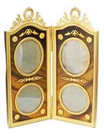 ANTIQUE GILT BRONZE DOUBLE FOLDING PICTURE FRAME