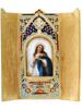 ANTIQUE MINIATURE OF VIRGIN MARY IN CLOISONNE FRAME PIC-0