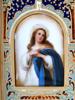 ANTIQUE MINIATURE OF VIRGIN MARY IN CLOISONNE FRAME PIC-3