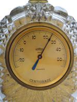 TIFFANY AND CO GILT BRASS CUT CRYSTAL THERMOMETER