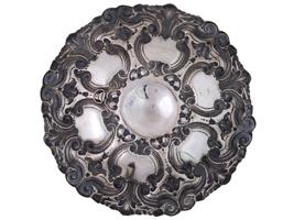 ANTIQUE DUTCH EMBOSSED SILVER PLATED FRUIT BOWL