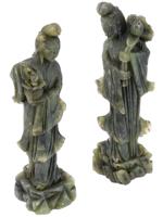 ANTIQUE CHINESE QING CARVED JADE GUANYIN FIGURES