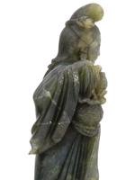 ANTIQUE CHINESE QING CARVED JADE GUANYIN FIGURES