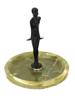 ART DECO BRONZE JADE STONE FEMALE NUDE ASHTRAY PIC-1