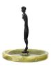 ART DECO BRONZE JADE STONE FEMALE NUDE ASHTRAY PIC-2