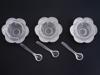 WILLIAM ADAMS FROSTED GLASS SALT CELLAR SPOONS SET PIC-2