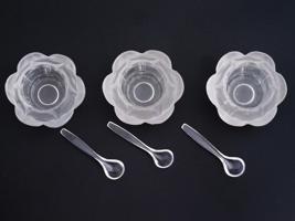 WILLIAM ADAMS FROSTED GLASS SALT CELLAR SPOONS SET