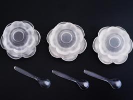 WILLIAM ADAMS FROSTED GLASS SALT CELLAR SPOONS SET