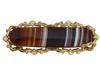 EDWARDIAN ERA SCOTTISH GILT BANDED AGATE BAR BROOCH PIC-0