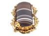 EDWARDIAN ERA SCOTTISH GILT BANDED AGATE BAR BROOCH PIC-2