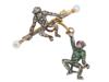 VICTORIAN SILVER GOLD GEMS DIAMONDS MONKEYS BROOCH PIC-1