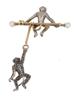 VICTORIAN SILVER GOLD GEMS DIAMONDS MONKEYS BROOCH PIC-2