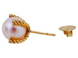 DAVID YURMAN 18K GOLD DIAMOND PEARL STUD EARRINGS