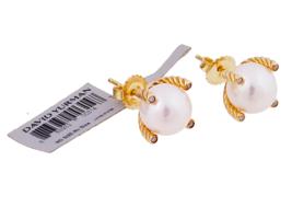 DAVID YURMAN 18K GOLD DIAMOND PEARL STUD EARRINGS