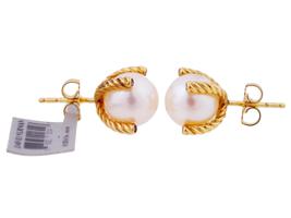 DAVID YURMAN 18K GOLD DIAMOND PEARL STUD EARRINGS