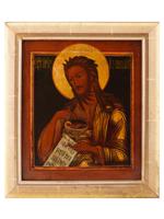 ANTIQUE RUSSIAN HAND PAINTED ST JOHN THE BAPTIST ICON