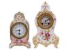 PAIR OF ANTIQUE GILT PORCELAIN MANTEL CLOCKS PIC-1