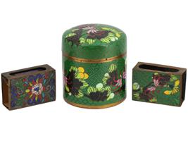 ANTIQUE CHINESE CLOISONNE SET BOX AND MATCH CASES