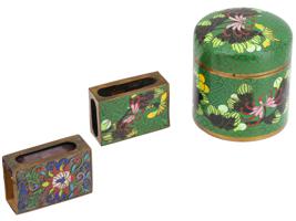 ANTIQUE CHINESE CLOISONNE SET BOX AND MATCH CASES