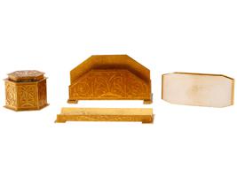 ART DECO SILVER CREST GILT BRONZE DESK WRITING SET