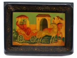 RUSSIAN KHOKHLOMA LACQUERED TRINKET BOXES AND POT