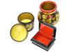 RUSSIAN KHOKHLOMA LACQUERED TRINKET BOXES AND POT PIC-0